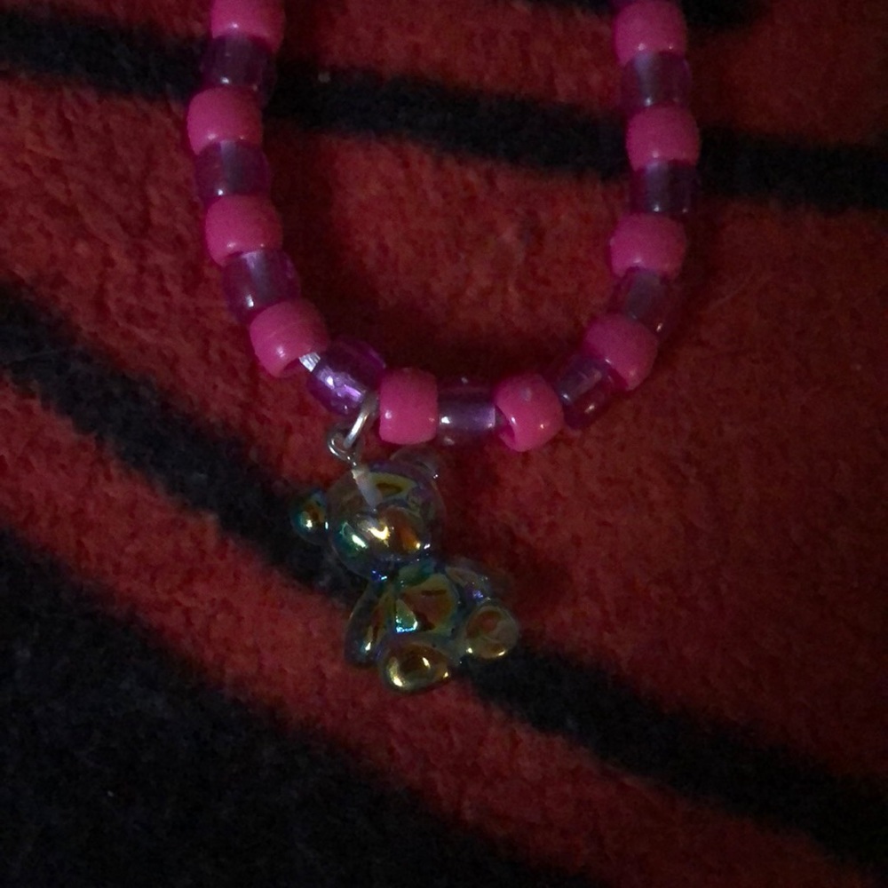 Rainbow bear beaded necklace